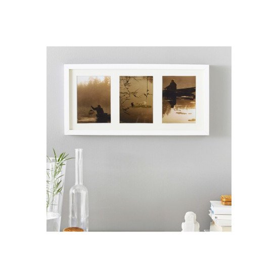 Rıbba Beyaz 3 Lü Çerçeve 50x23 Cm Beyaz Derin Kenarlı Ahşap Fotoğraf Resim Çerçevesi