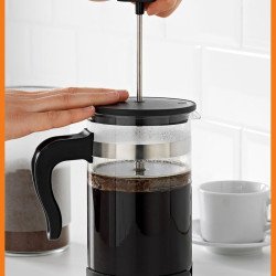 Upphetta French Press Cam Demlik 1 lt 22 cm Paslanmaz Çelik